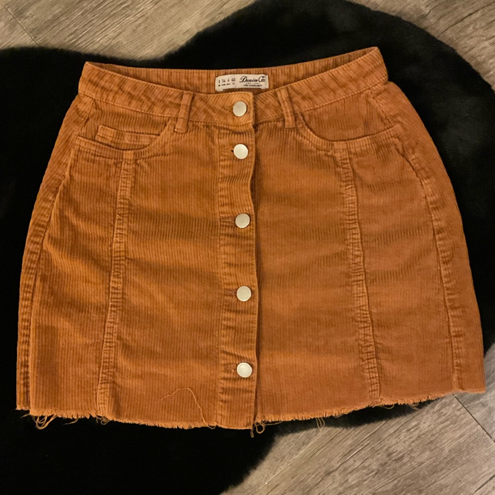 Button Corduroy Skirt Cognac Color Size 8